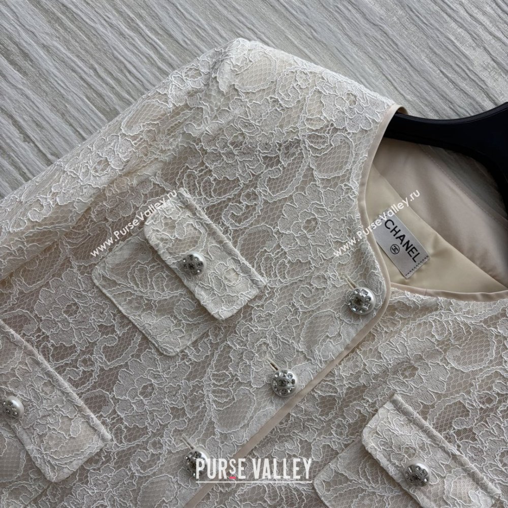 Chanel Lace Jacket CH82140 Beige/White 2025 (Q-25082140)