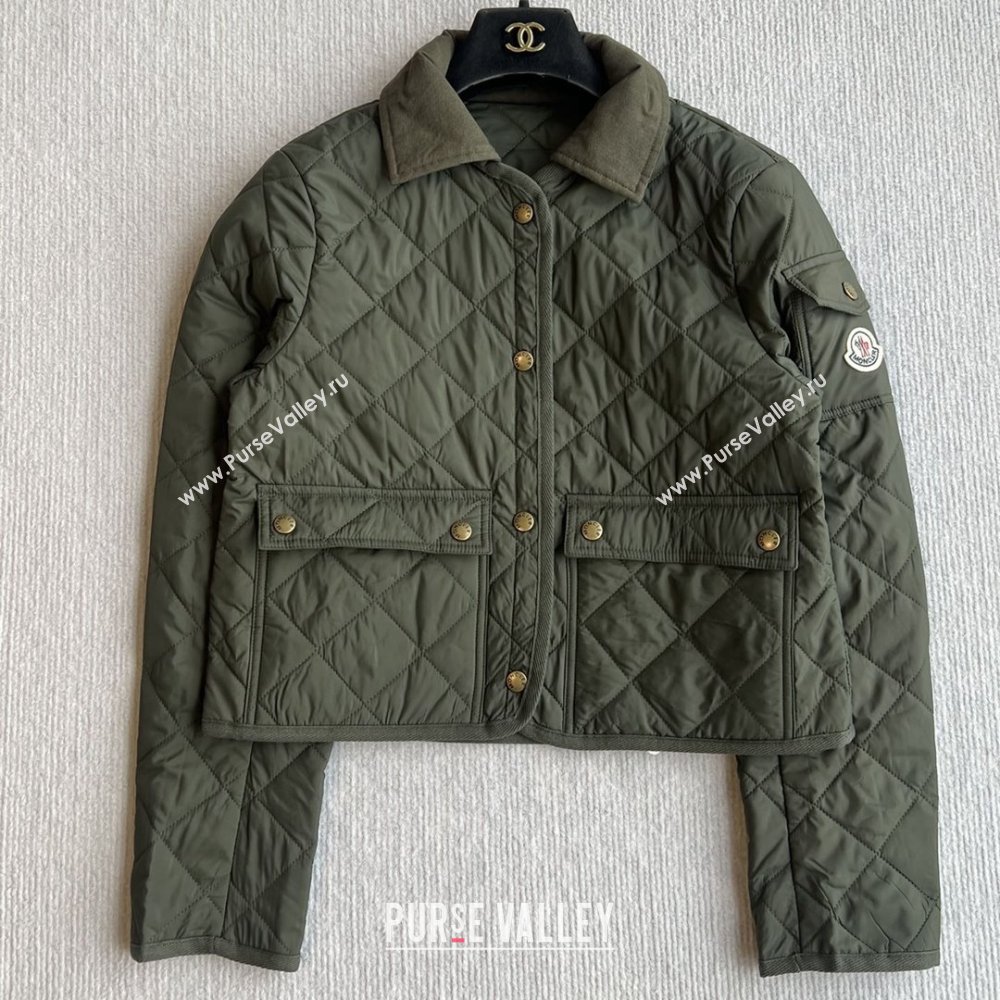 Moncler Diamond-Quilted Padded Jacket M82915 Green 2025 (Q-25082915)