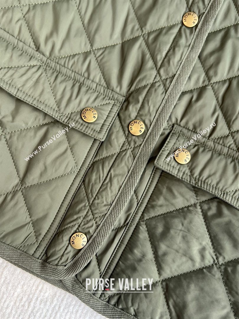 Moncler Diamond-Quilted Padded Jacket M82915 Green 2025 (Q-25082915)