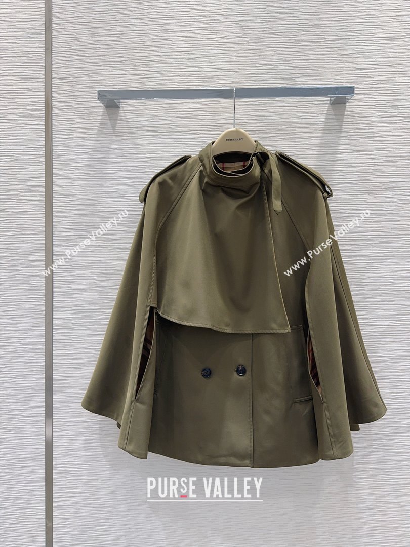 Burberry Cape Coat B090102 Green 2025 (Q-25090102)