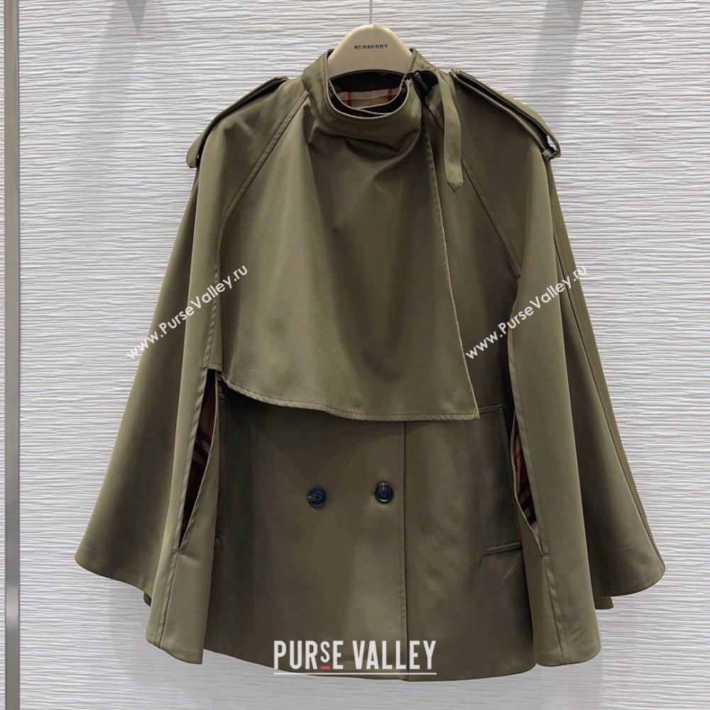 Burberry Cape Coat B090102 Green 2025 (Q-25090102)