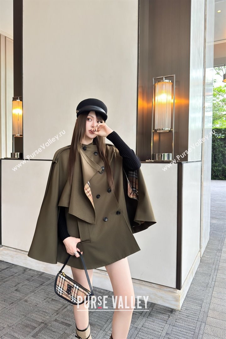 Burberry Cape Coat B090102 Green 2025 (Q-25090102)