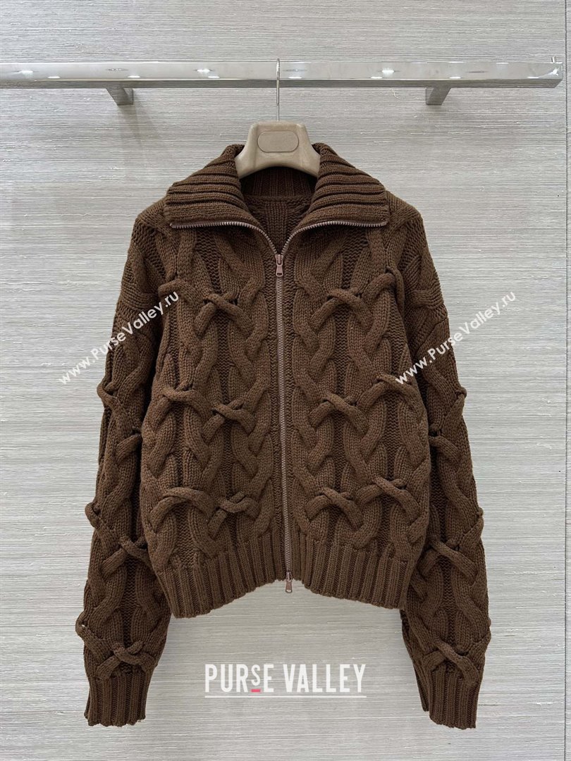 Brunello Cucinelli Cashmere Zipped Cardigan BC090401 Brown 2025 (Q-25090401)