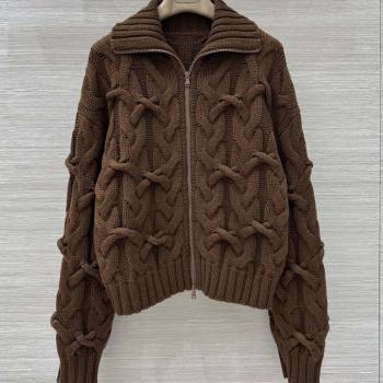 Brunello Cucinelli Cashmere Zipped Cardigan BC090401 Brown 2025 (Q-25090401)