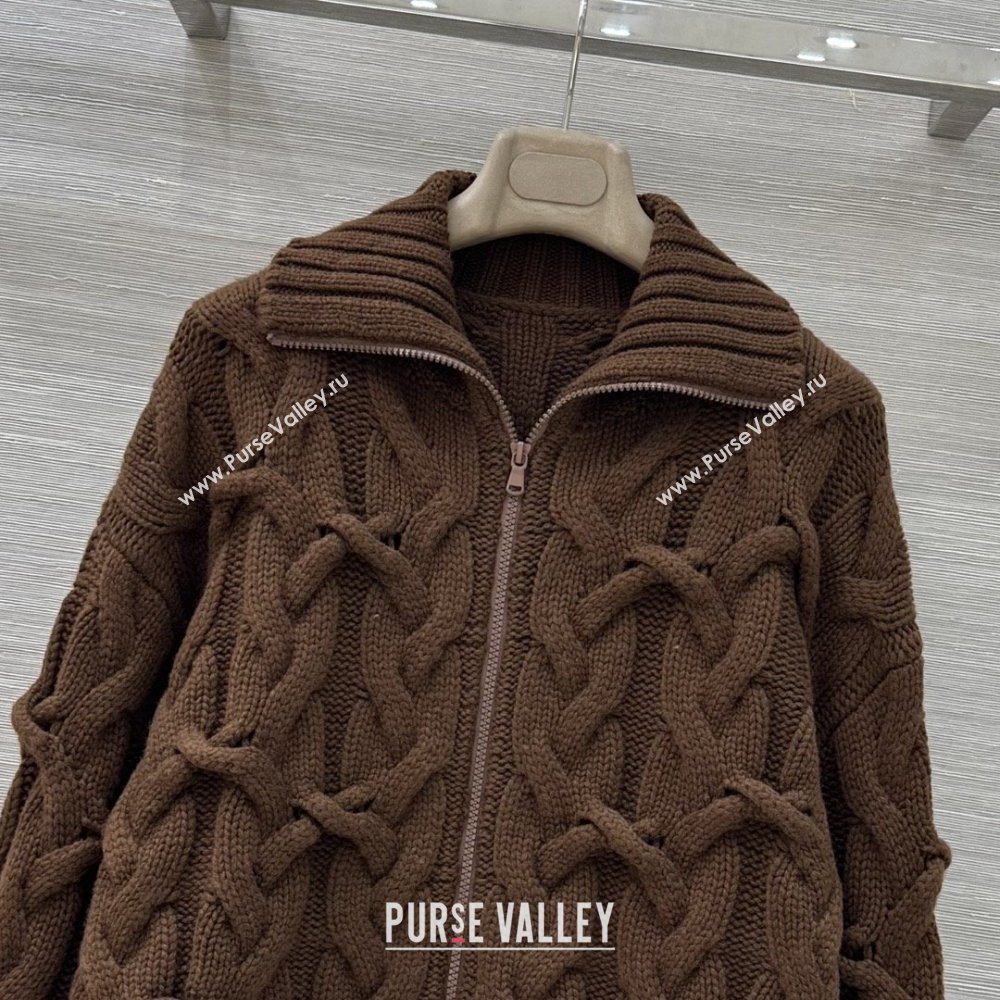 Brunello Cucinelli Cashmere Zipped Cardigan BC090401 Brown 2025 (Q-25090401)