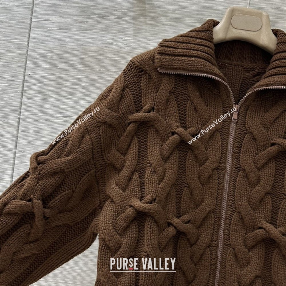 Brunello Cucinelli Cashmere Zipped Cardigan BC090401 Brown 2025 (Q-25090401)