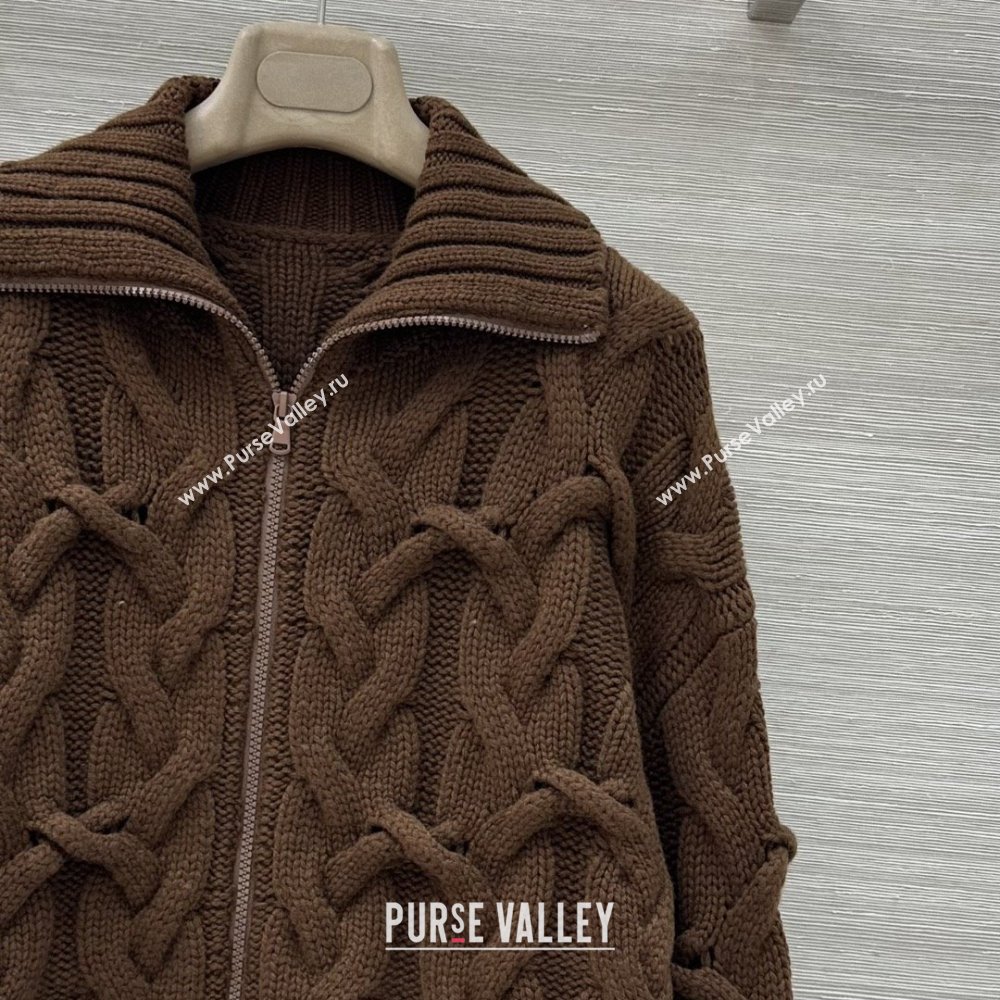 Brunello Cucinelli Cashmere Zipped Cardigan BC090401 Brown 2025 (Q-25090401)