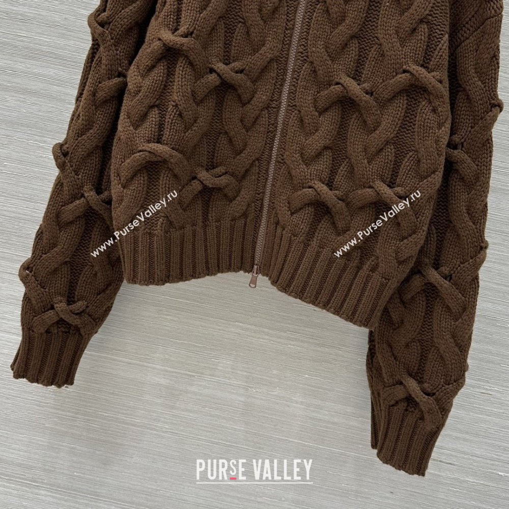 Brunello Cucinelli Cashmere Zipped Cardigan BC090401 Brown 2025 (Q-25090401)