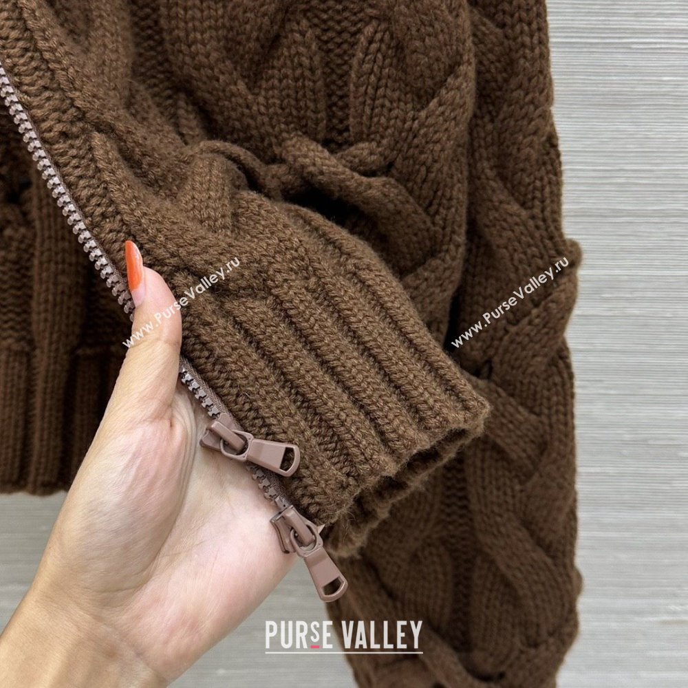 Brunello Cucinelli Cashmere Zipped Cardigan BC090401 Brown 2025 (Q-25090401)