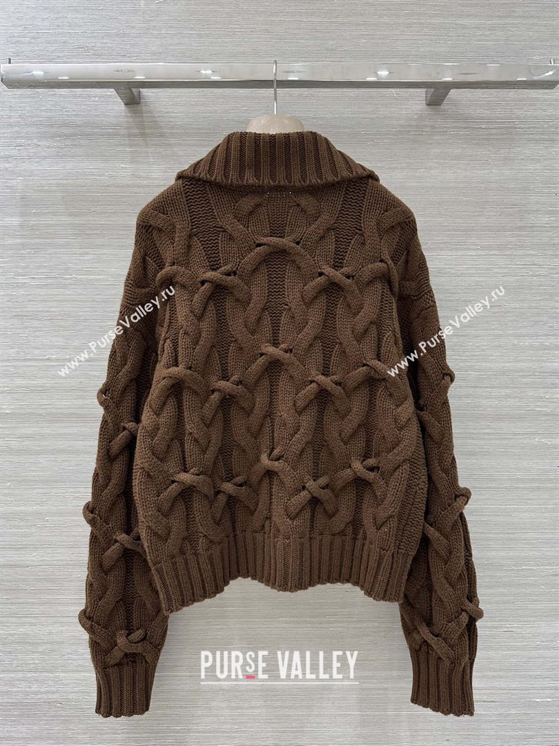 Brunello Cucinelli Cashmere Zipped Cardigan BC090401 Brown 2025 (Q-25090401)