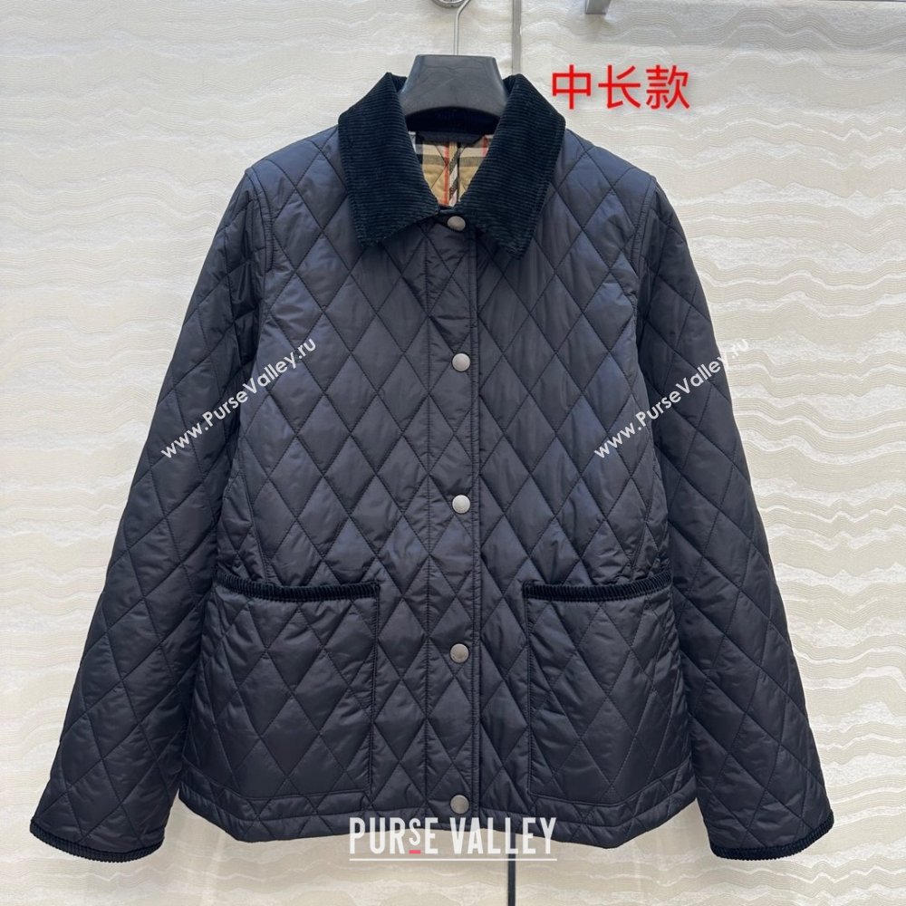 Burberry Mid-Length Padded Jacket B090404 Black 2025 (Q-25090404)
