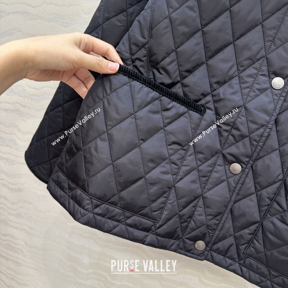 Burberry Mid-Length Padded Jacket B090404 Black 2025 (Q-25090404)