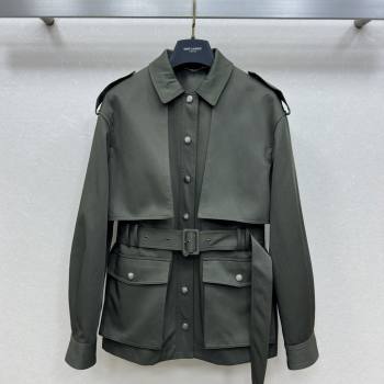 Saint Laurent Trench Coat S090411 Green 2025 (Q-25090411)