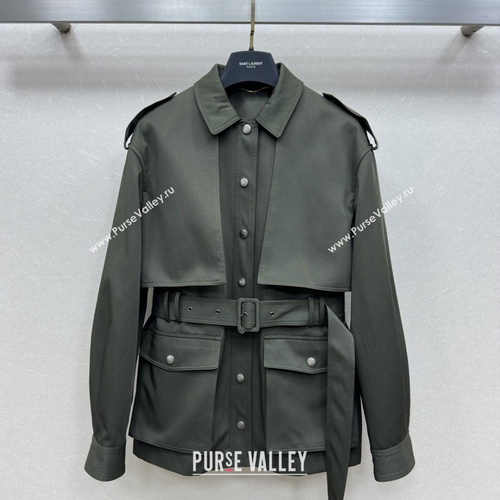Saint Laurent Trench Coat S090411 Green 2025 (Q-25090411)