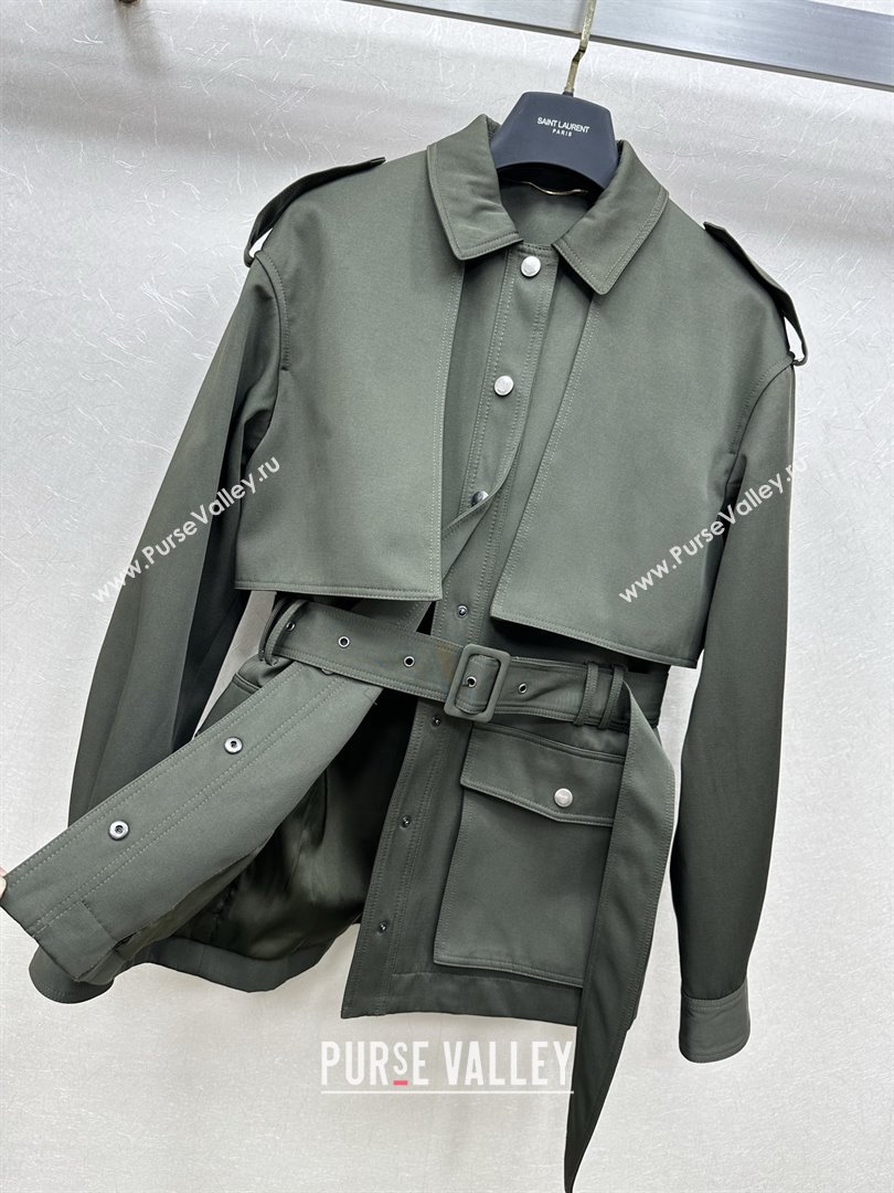 Saint Laurent Trench Coat S090411 Green 2025 (Q-25090411)