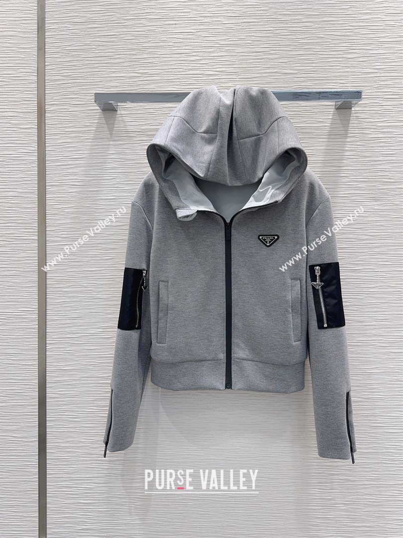 Prada Hoodie Jacket P090414 Grey 2025 (Q-25090414)