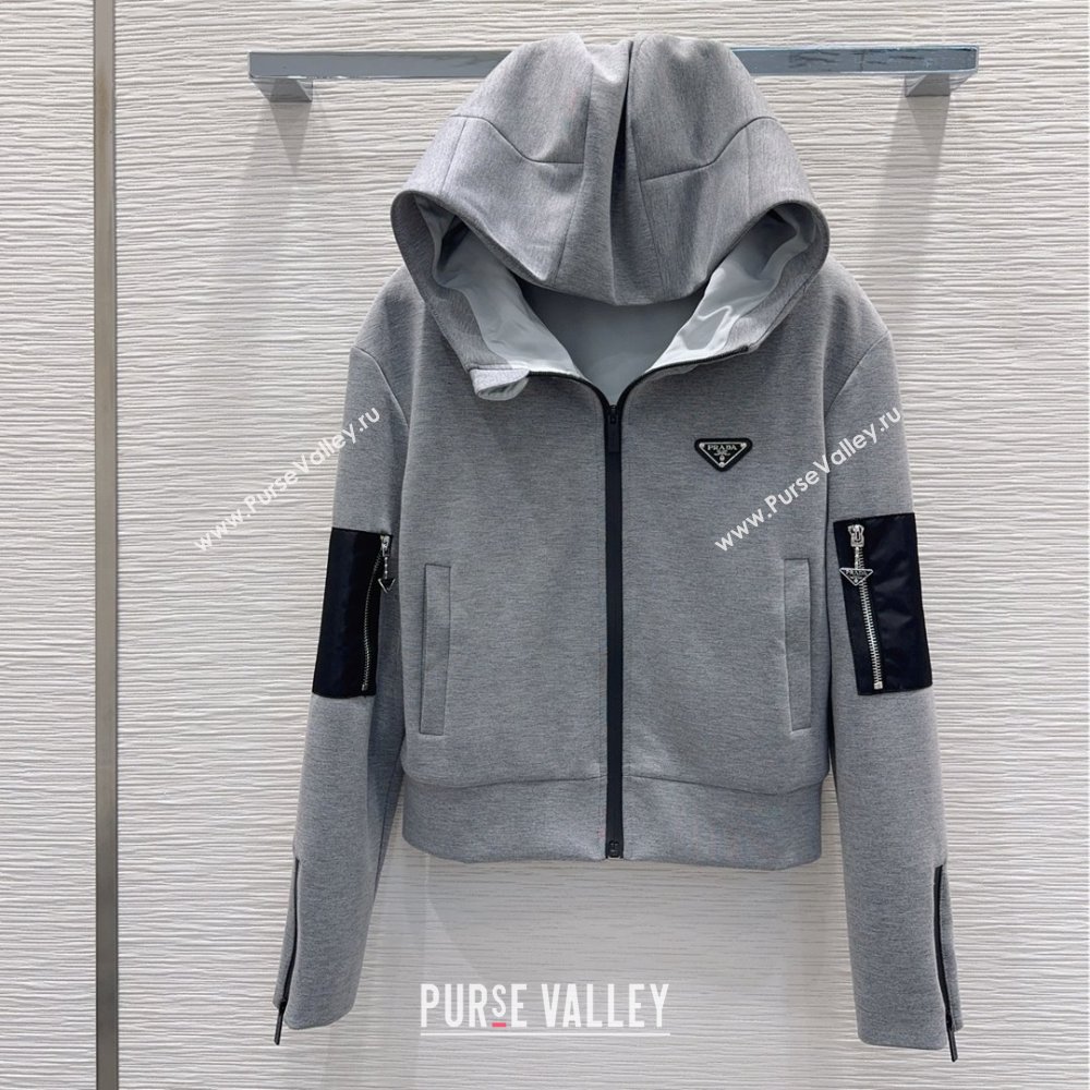 Prada Hoodie Jacket P090414 Grey 2025 (Q-25090414)