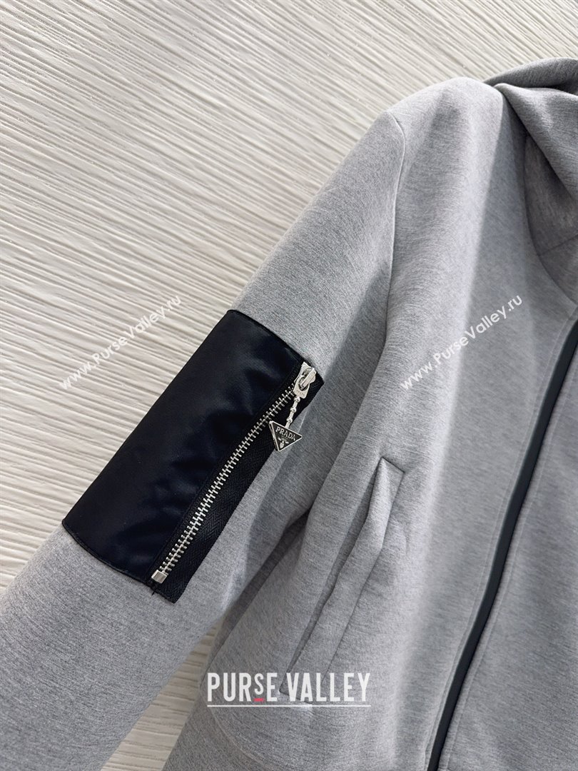 Prada Hoodie Jacket P090414 Grey 2025 (Q-25090414)