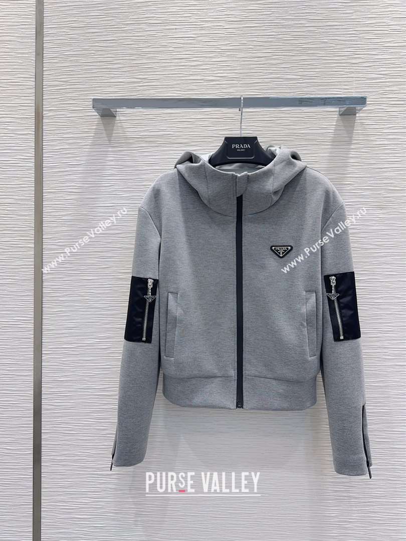 Prada Hoodie Jacket P090414 Grey 2025 (Q-25090414)