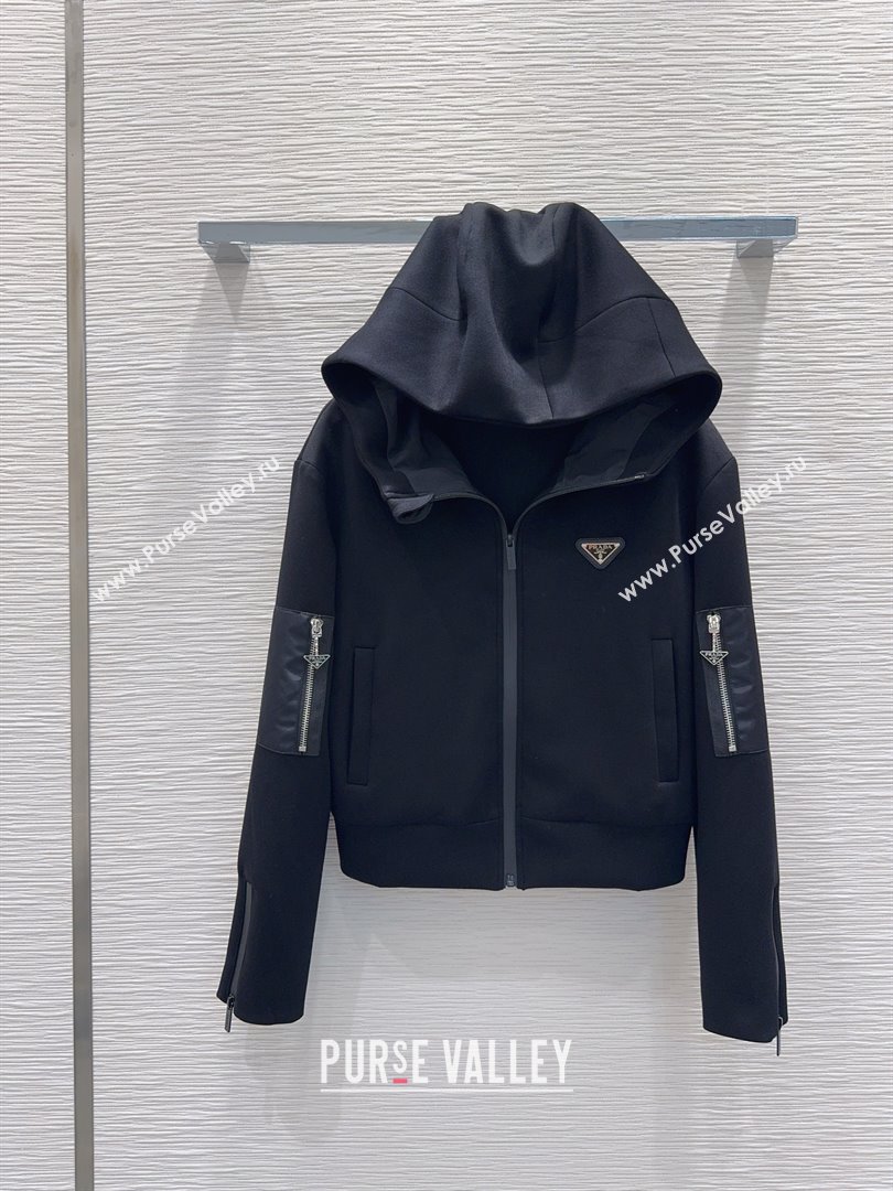 Prada Hoodie Jacket P090415 Black 2025 (Q-25090415)