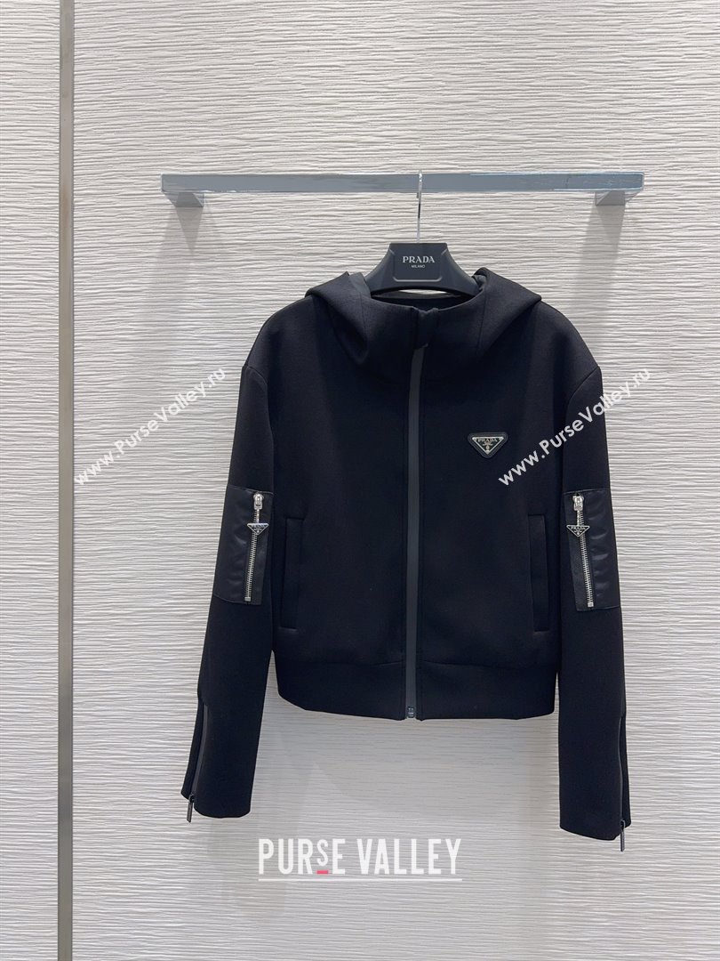 Prada Hoodie Jacket P090415 Black 2025 (Q-25090415)