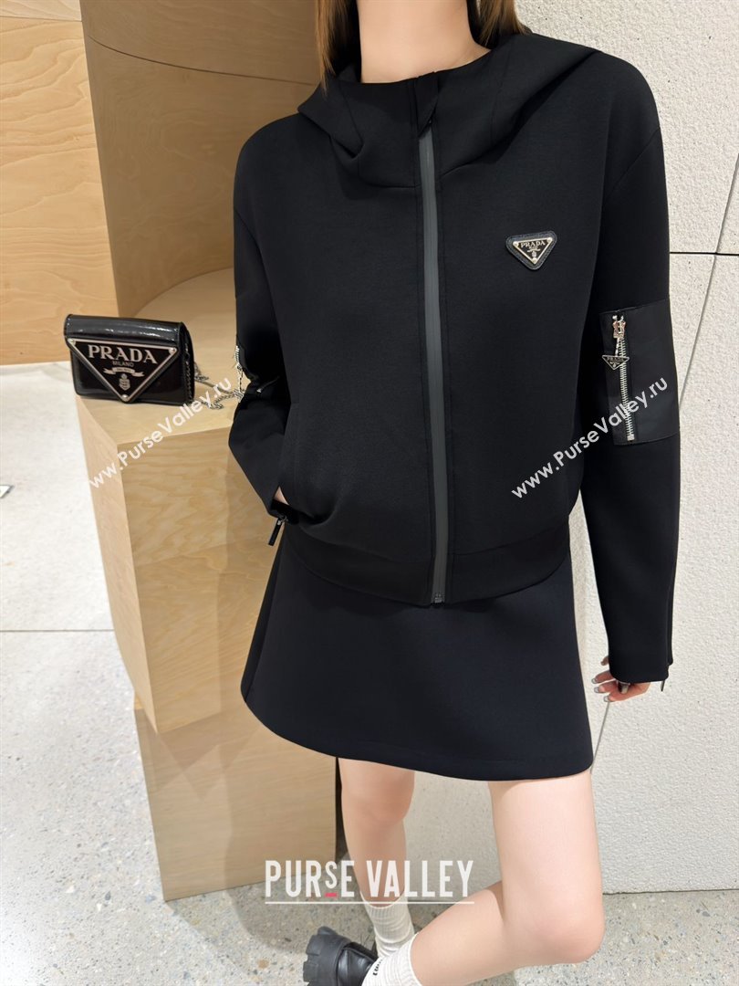 Prada Hoodie Jacket P090415 Black 2025 (Q-25090415)