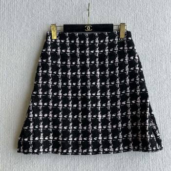 Chanel Wool Tweed Skirt CH090304 Black/Pink 2025 (Q-25090304)