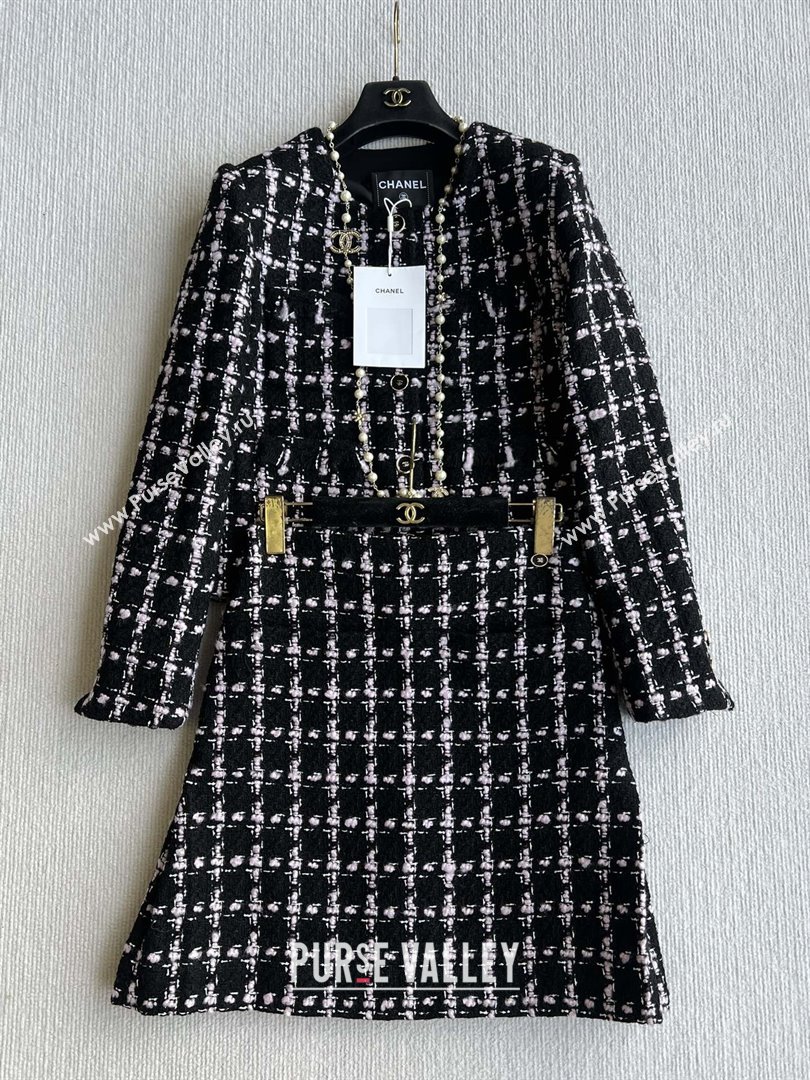 Chanel Wool Tweed Skirt CH090304 Black/Pink 2025 (Q-25090304)