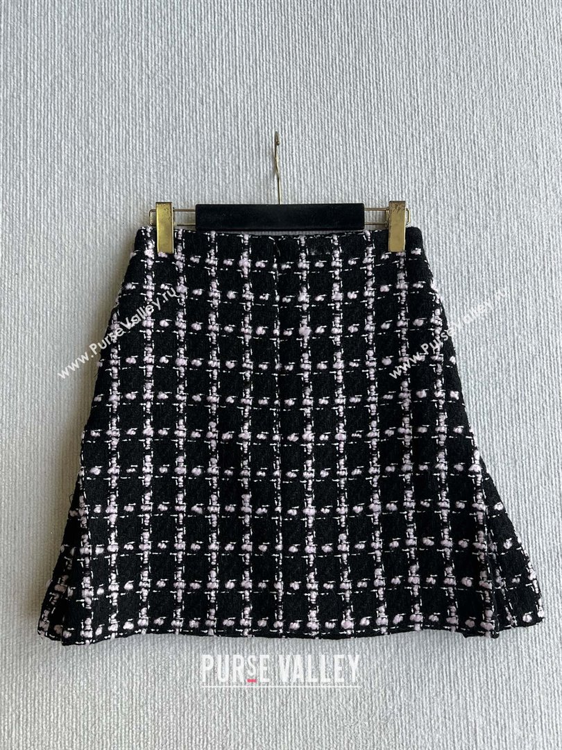 Chanel Wool Tweed Skirt CH090304 Black/Pink 2025 (Q-25090304)