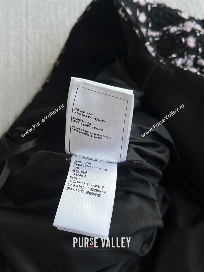 Chanel Wool Tweed Skirt CH090304 Black/Pink 2025 (Q-25090304)