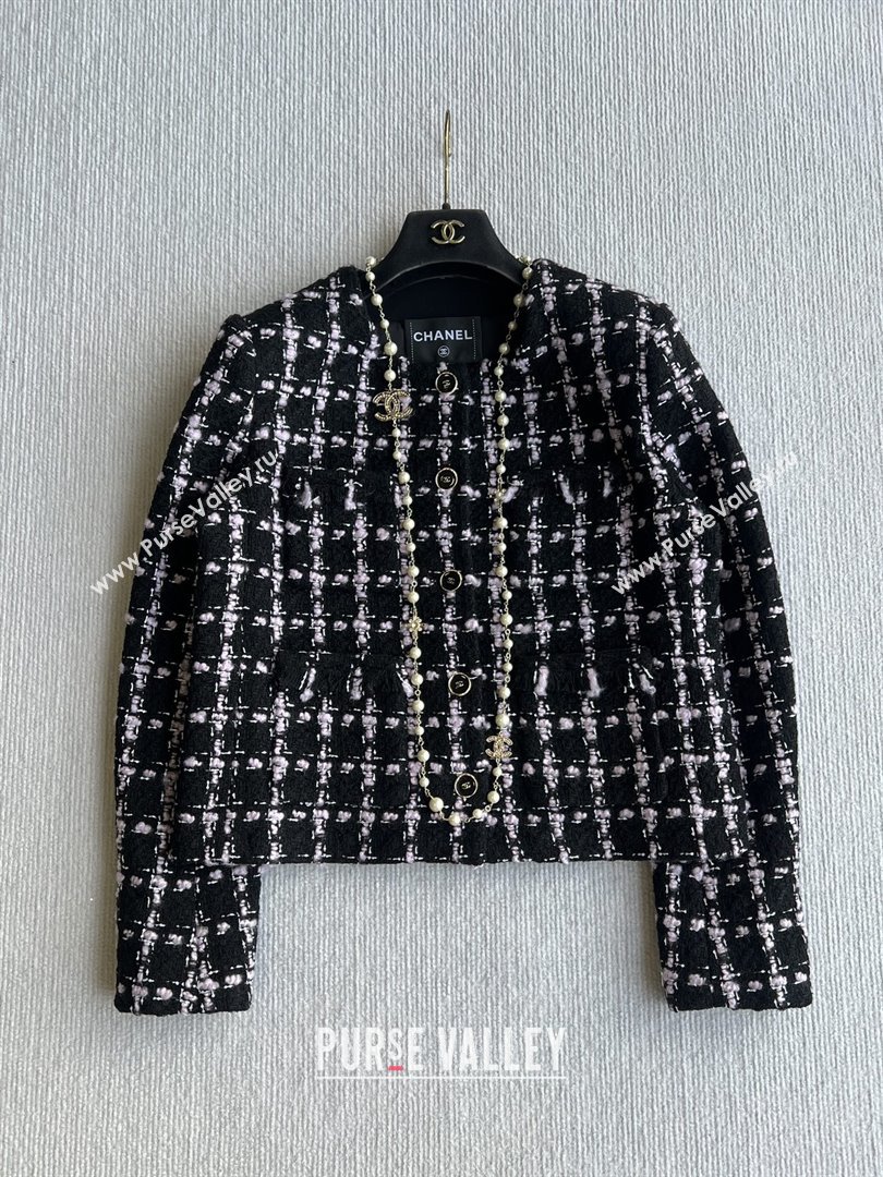 Chanel Wool Tweed Jacket CH090303 Black/Pink 2025 (Q-25090303)