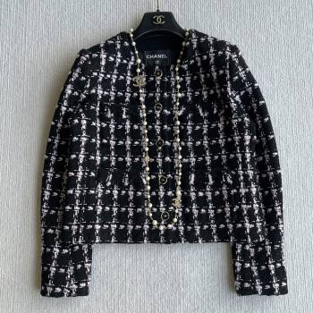 Chanel Wool Tweed Jacket CH090303 Black/Pink 2025 (Q-25090303)