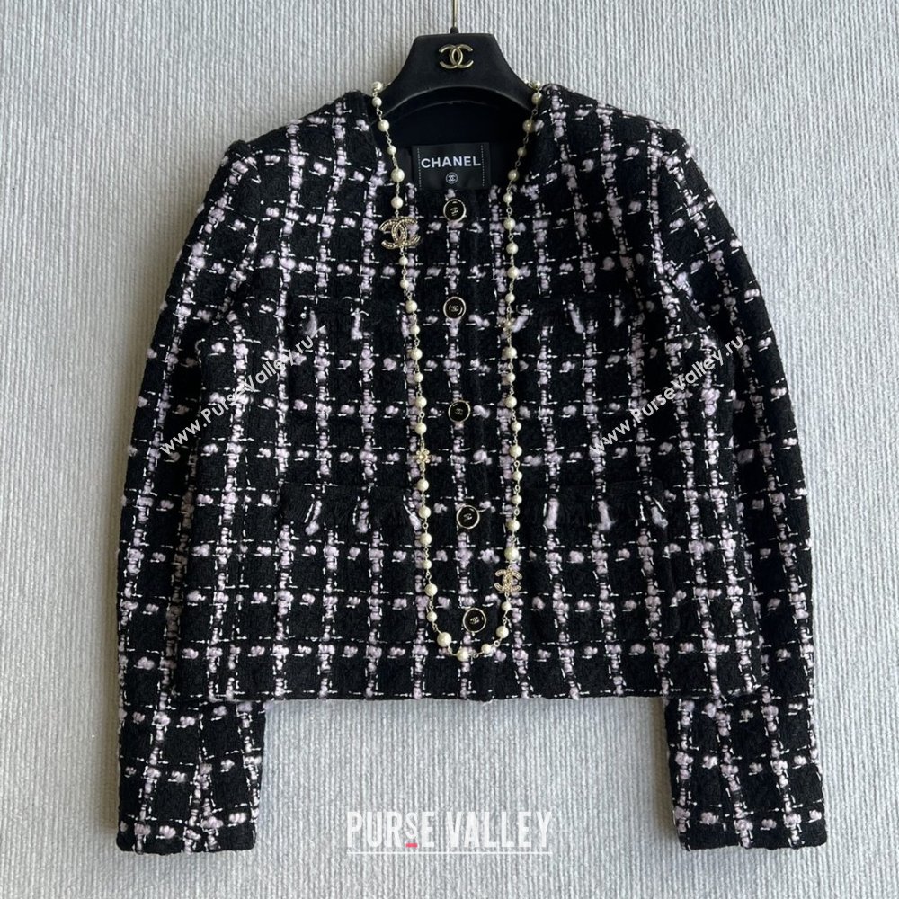 Chanel Wool Tweed Jacket CH090303 Black/Pink 2025 (Q-25090303)