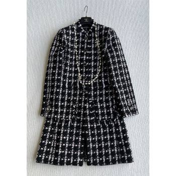 Chanel Wool Tweed Coat CH090302 Black/Pink 2025 (Q-25090302)