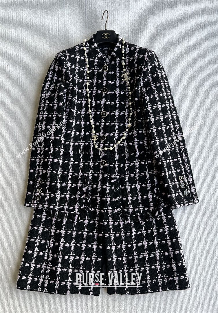 Chanel Wool Tweed Coat CH090302 Black/Pink 2025 (Q-25090302)