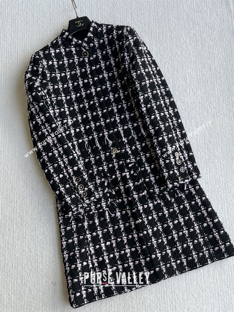 Chanel Wool Tweed Coat CH090302 Black/Pink 2025 (Q-25090302)