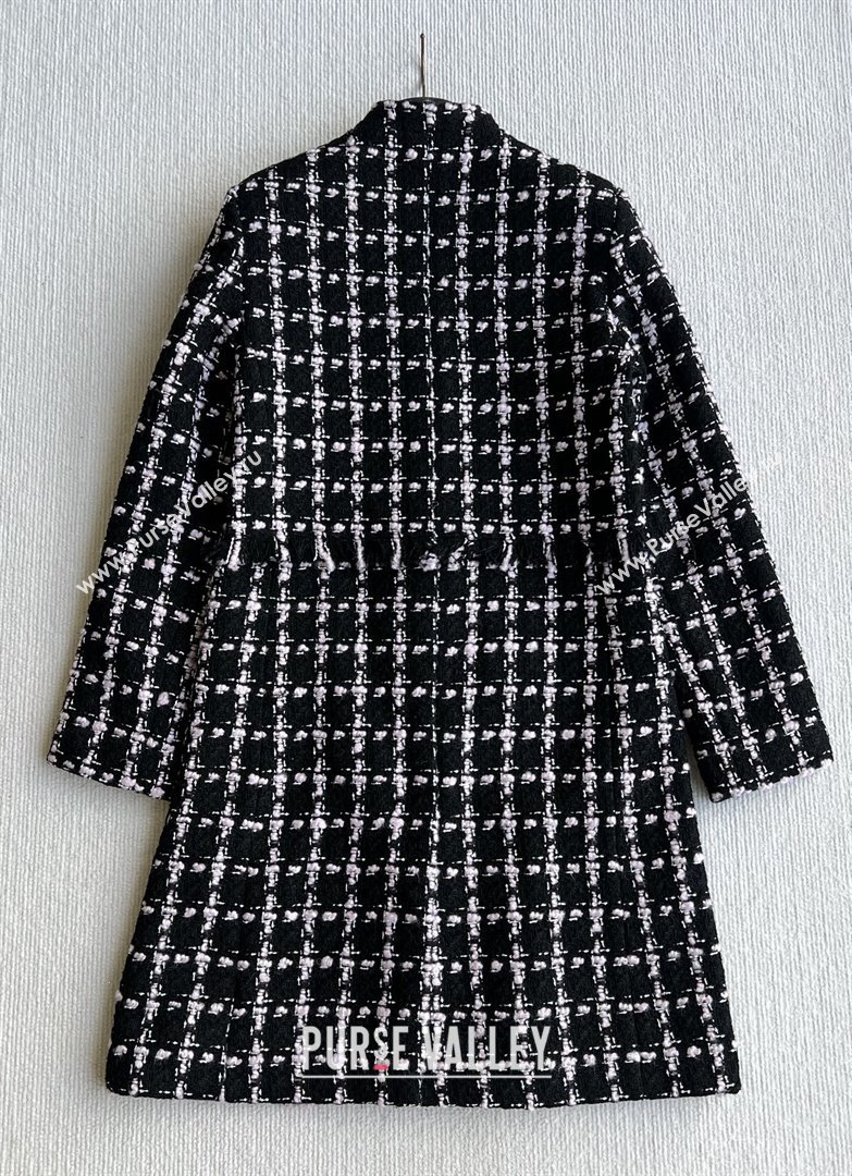 Chanel Wool Tweed Coat CH090302 Black/Pink 2025 (Q-25090302)