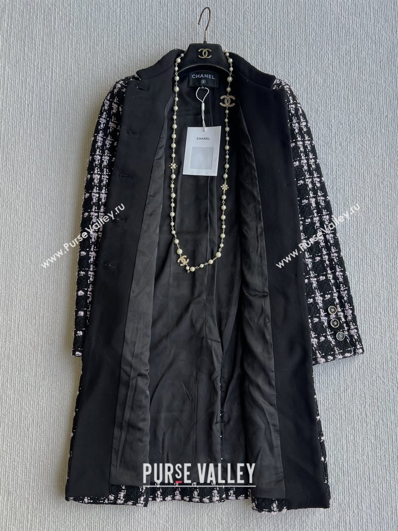 Chanel Wool Tweed Coat CH090302 Black/Pink 2025 (Q-25090302)