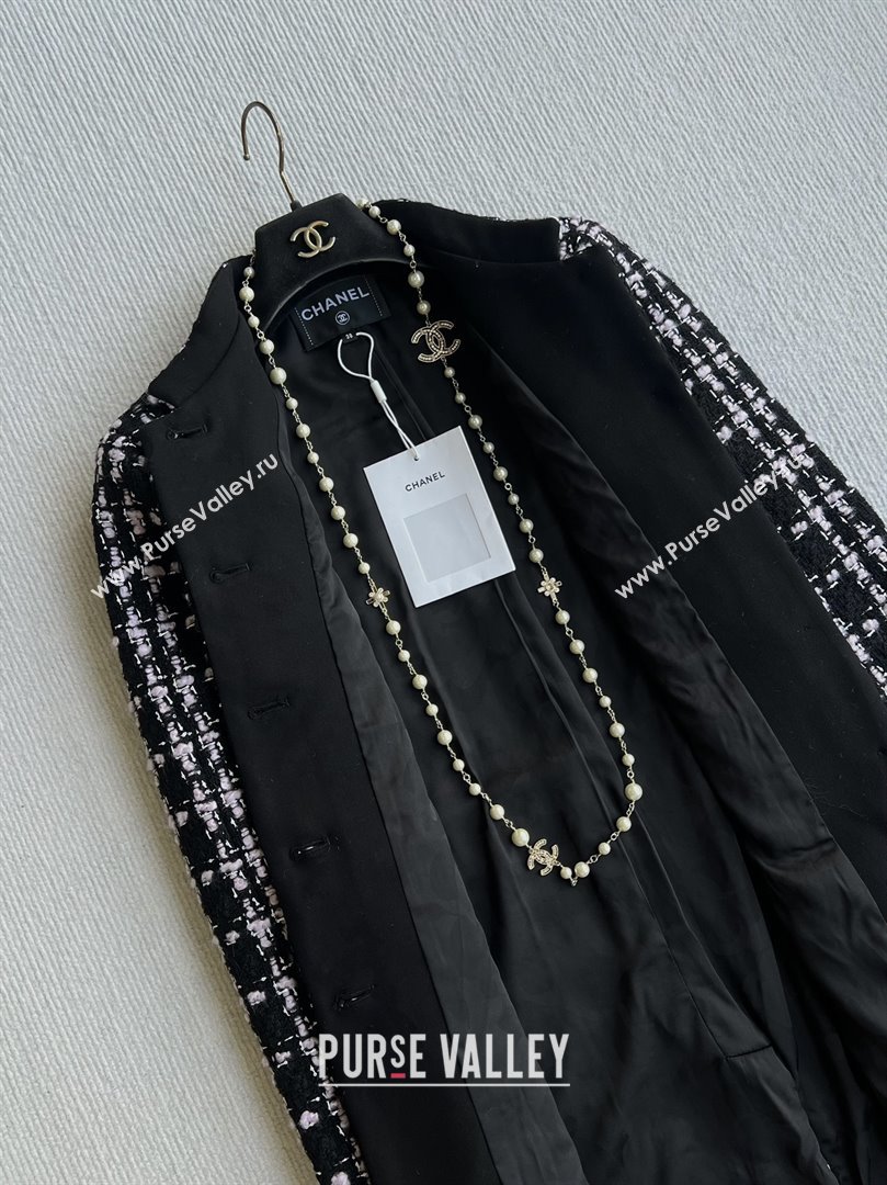 Chanel Wool Tweed Coat CH090302 Black/Pink 2025 (Q-25090302)