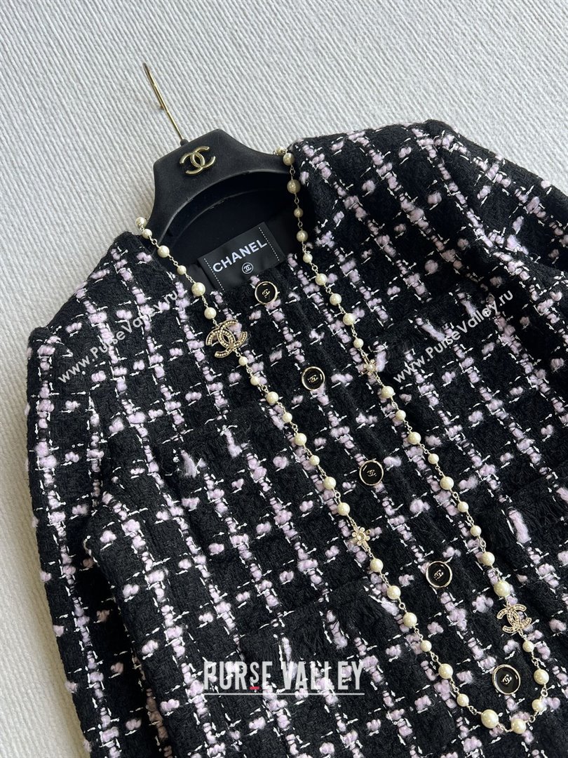 Chanel Wool Tweed Jacket CH090303 Black/Pink 2025 (Q-25090303)