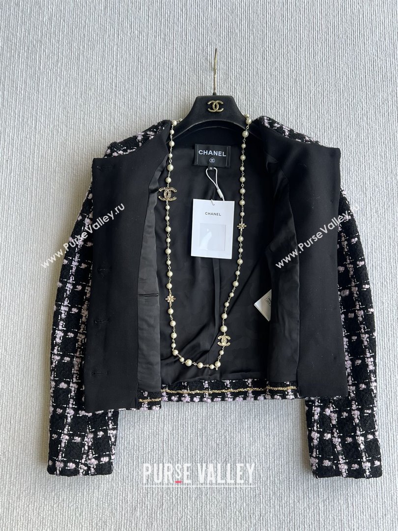 Chanel Wool Tweed Jacket CH090303 Black/Pink 2025 (Q-25090303)