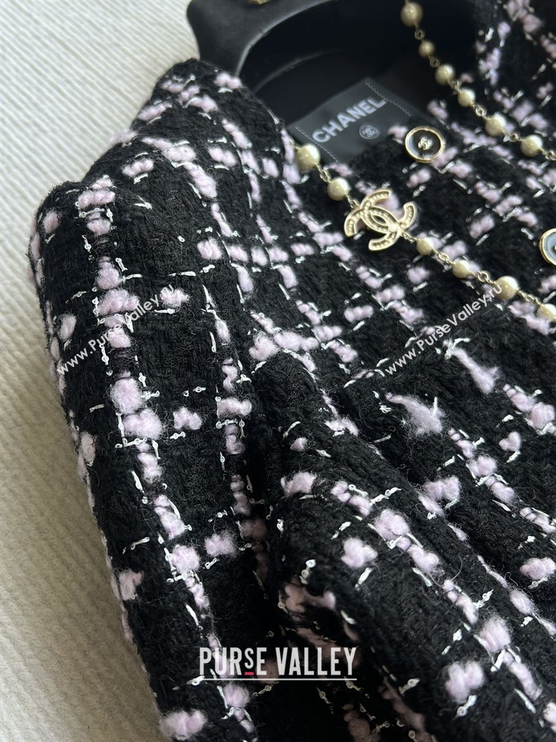 Chanel Wool Tweed Jacket CH090303 Black/Pink 2025 (Q-25090303)
