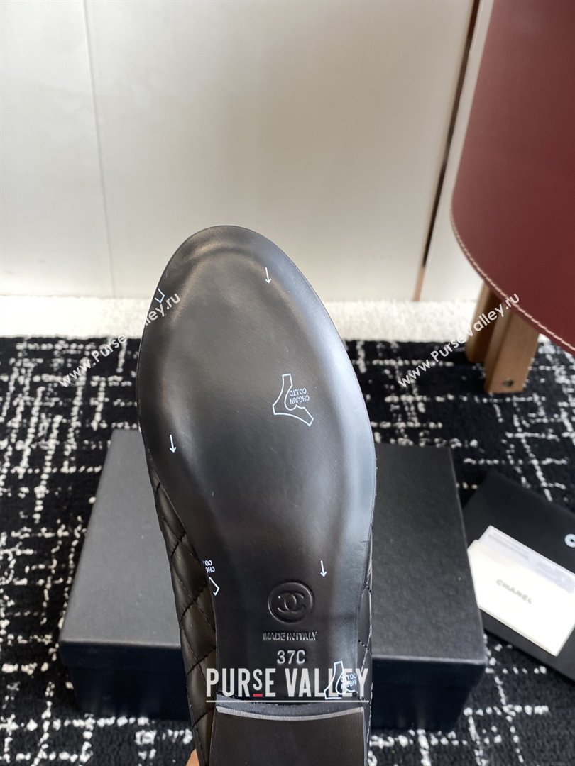 Chanel Diamond-Quilted Calfskin Loafers with Chain CH9332 Black 2025 (KL-25090332)