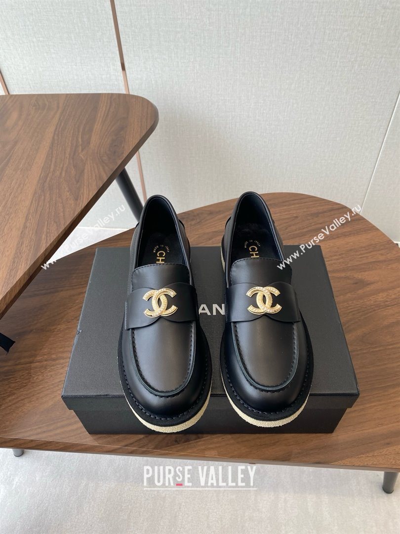 Chanel Smooth Calfskin Loafers CH9336 Black 2025 (KL-25090336)
