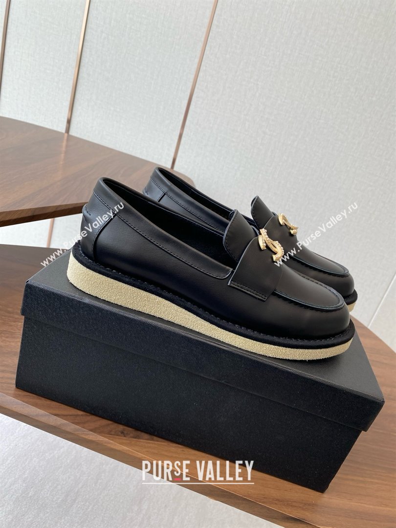 Chanel Smooth Calfskin Loafers CH9336 Black 2025 (KL-25090336)