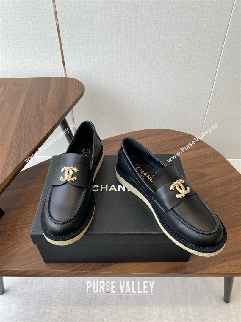 Chanel Smooth Calfskin Loafers CH9336 Black 2025 (KL-25090336)