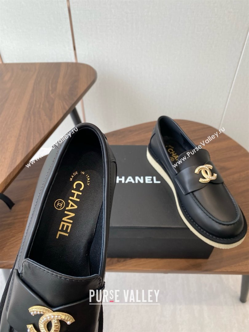 Chanel Smooth Calfskin Loafers CH9336 Black 2025 (KL-25090336)