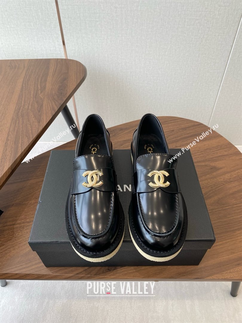 Chanel Brushed Calfskin Loafers CH9337 Black 2025 (KL-25090337)