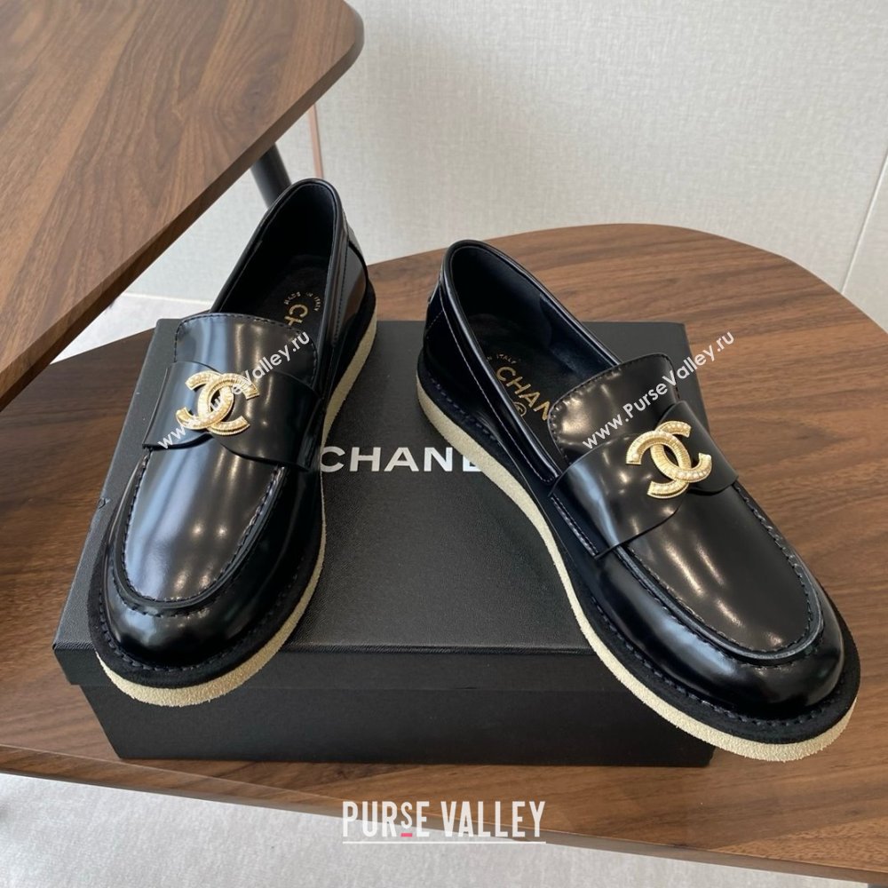 Chanel Brushed Calfskin Loafers CH9337 Black 2025 (KL-25090337)