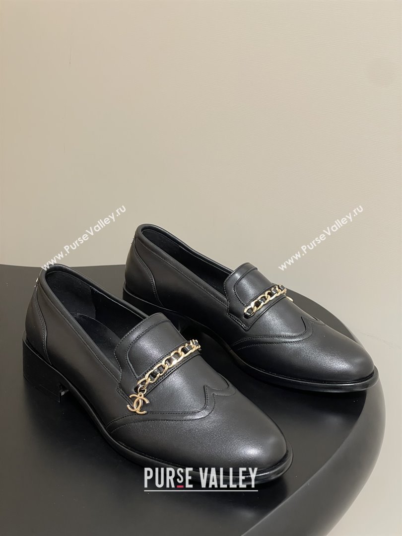 Chanel Calfskin Loafers with Chain CH9339 Black 2025 (MD-25090339)